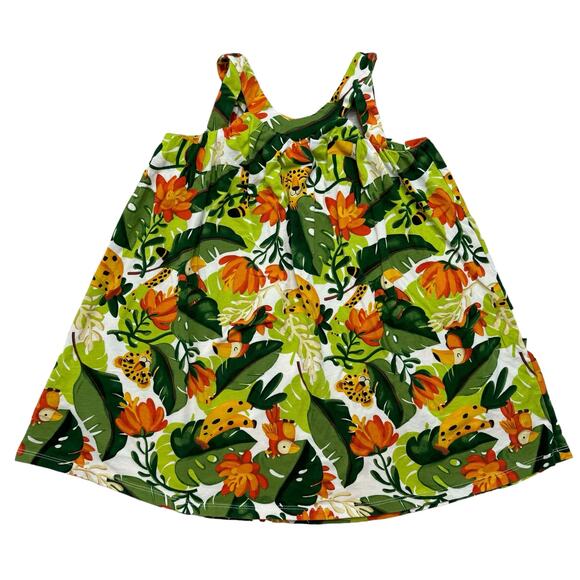 MAYORAL Jungle Tiger Forest Monstera Swing Tank Dress Size 6 116 Green Orange - Picture 1 of 4